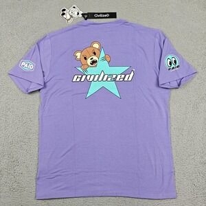 CivilizeD Shirt Mens 2XL Purple Bear Star Logo Graphic Tee Streetwear New‎
